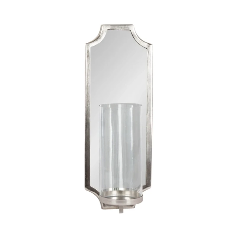 Ciel Silver Mirrored Pillar Candle Sconce