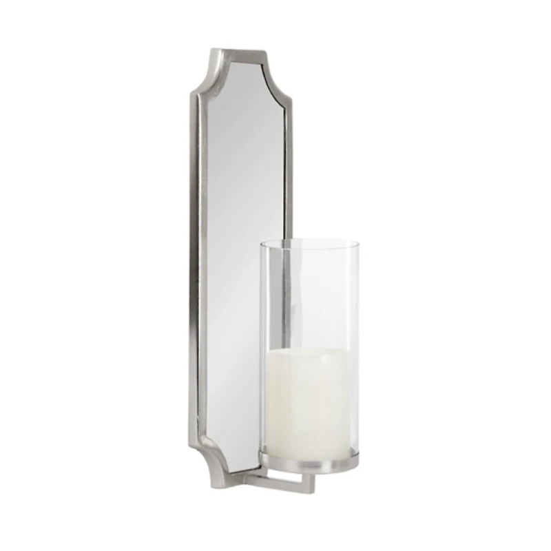 Ciel Silver Mirrored Pillar Candle Sconce
