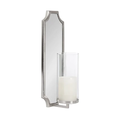Ciel Silver Mirrored Pillar Candle Sconce