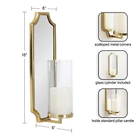 Ciel Gold Mirrored Pillar Candle Sconce