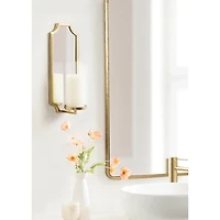 Ciel Gold Mirrored Pillar Candle Sconce