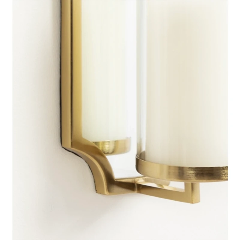 Ciel Gold Mirrored Pillar Candle Sconce