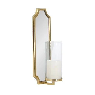 Ciel Gold Mirrored Pillar Candle Sconce