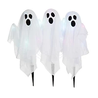 Pre-Lit Ghost Halloween Yard Stakes, Set of 3