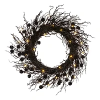 Pre-Lit Black Deadwood Wreath