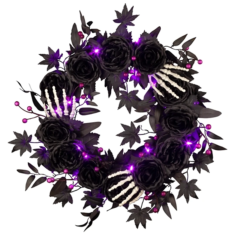 Bad to the Bone Black Roses Wreath