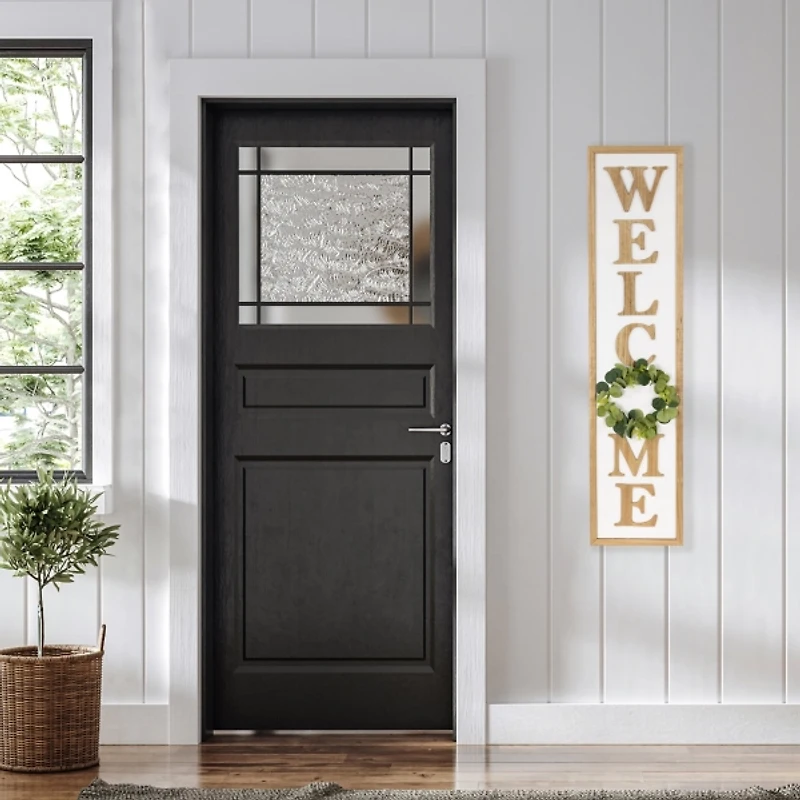 Welcome Eucalyptus Wreath White Porch Board