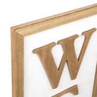 Welcome Eucalyptus Wreath White Porch Board