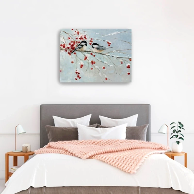 Chickadees in Winter Canvas Art Print