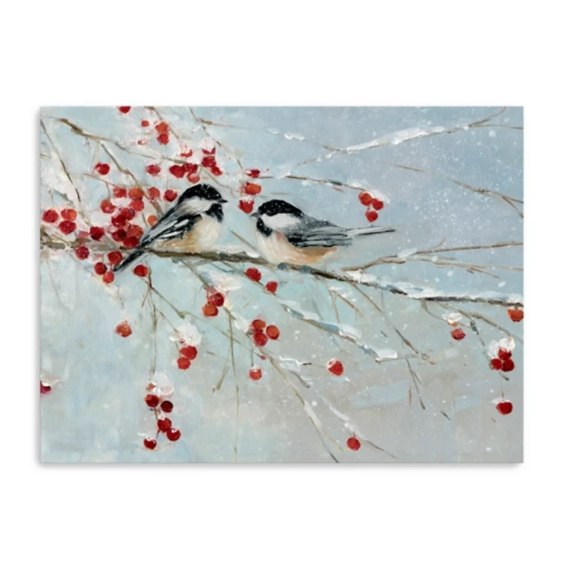 Chickadees in Winter Canvas Art Print