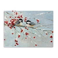 Chickadees in Winter Canvas Art Print