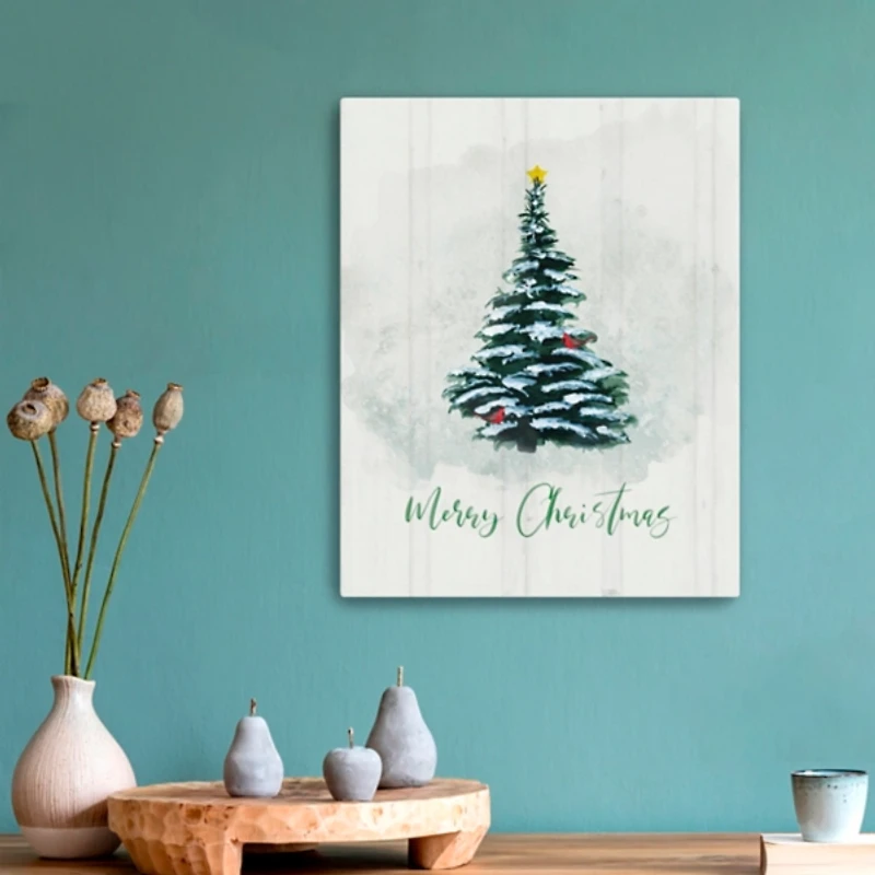 Merry Christmas Winter Pine Canvas Print