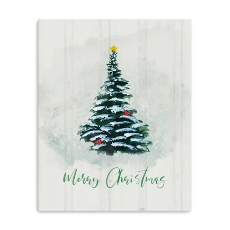 Merry Christmas Winter Pine Canvas Print