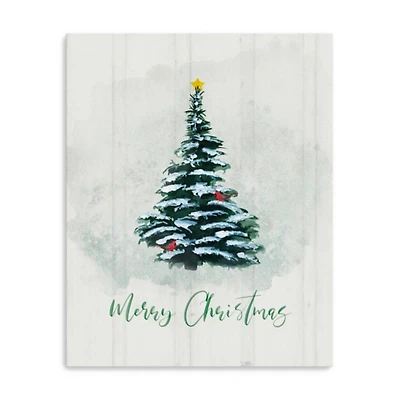Merry Christmas Winter Pine Canvas Print