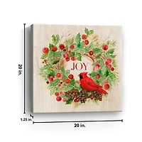 Cardinal Joy Wreath Canvas Art Print