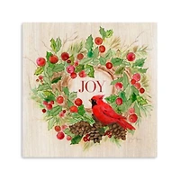 Cardinal Joy Wreath Canvas Art Print