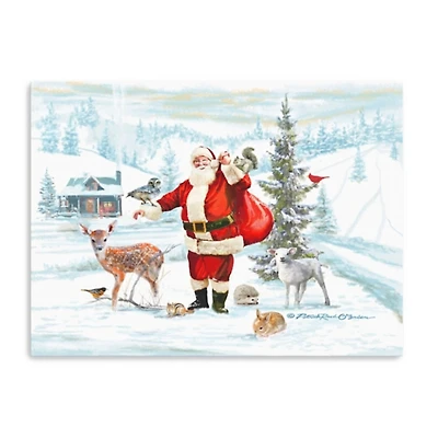 Santa with Woodland Friends Canvas Art Print