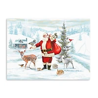 Santa with Woodland Friends Canvas Art Print