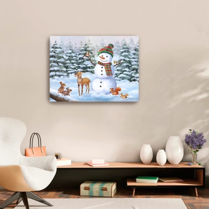 Friendly Snowman Canvas Art Print