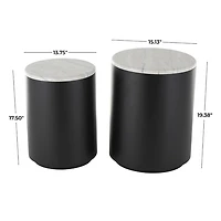 Black Metal Marble Nesting Accent Tables, Set of 2