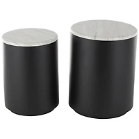 Black Metal Marble Nesting Accent Tables, Set of 2