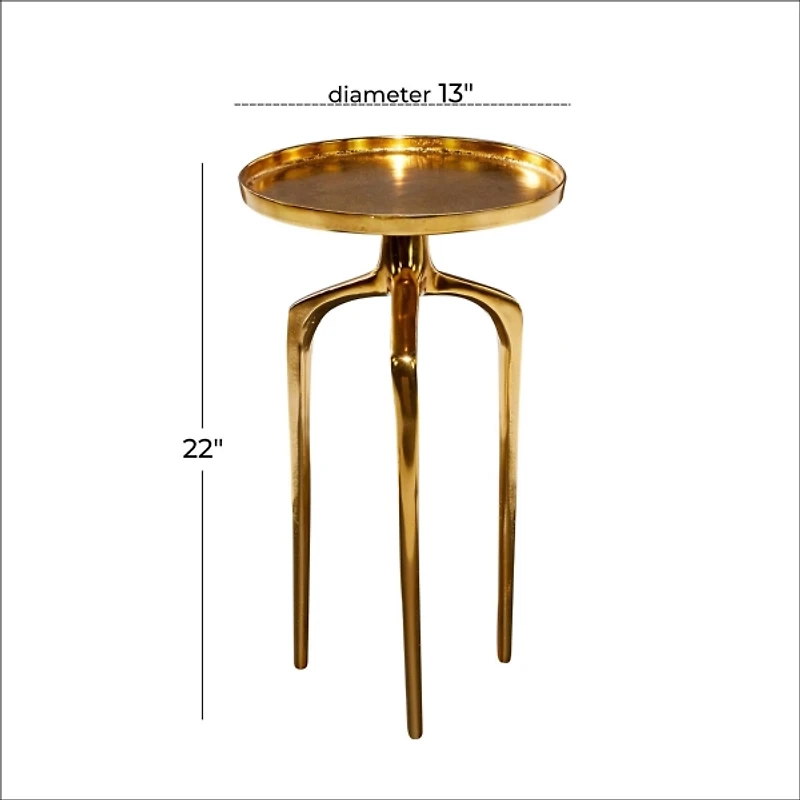 Gold Metal Round Tripod Accent Table