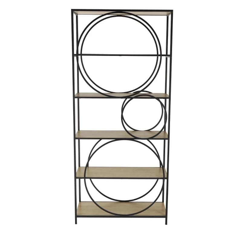Black Metal Circles 5-Tier Bookcase