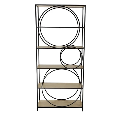 Black Metal Circles 5-Tier Bookcase