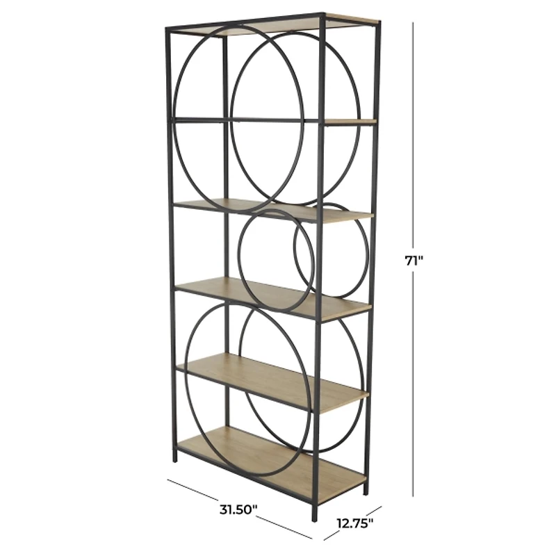 Black Metal Circles 5-Tier Bookcase