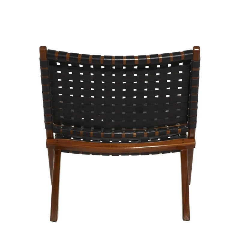 Black Woven Leather Folding Accent Chair