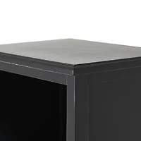 Black Wood and Rattan 3-Tier Bookcase