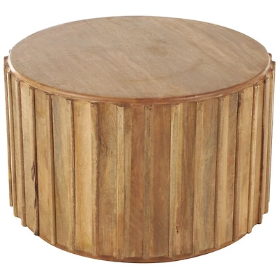 Natural Mango Wood Round Ridge Coffee Table