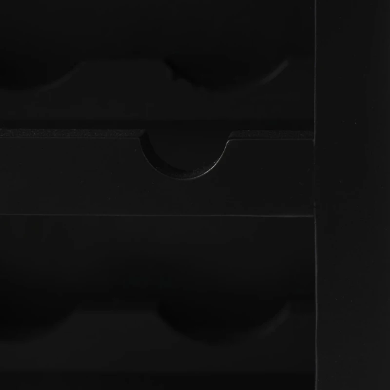 Black Wood & Natural Rattan Wine Bottle Cabinet