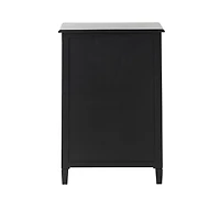 Black Wood & Natural Rattan Wine Bottle Cabinet