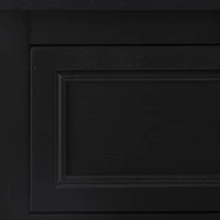 Black Wood & Natural Rattan Small Cabinet