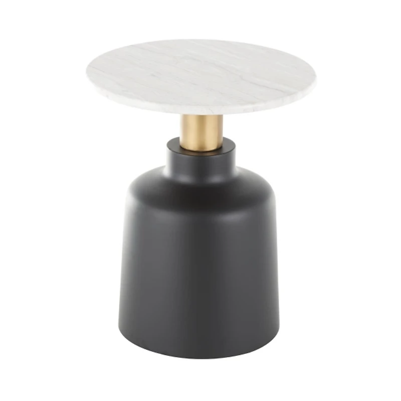 Black Metal & Marble Pedestal Accent Table