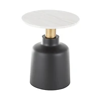 Black Metal & Marble Pedestal Accent Table