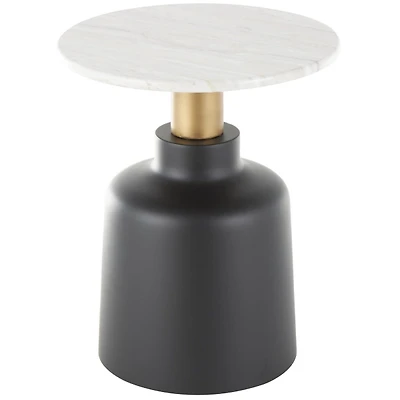 Black Metal & Marble Pedestal Accent Table