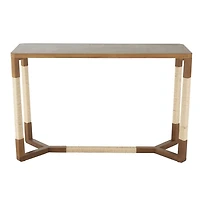 Brown Wood and Rope Geometric Console Table