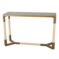 Brown Wood and Rope Geometric Console Table
