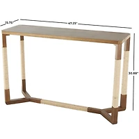 Brown Wood and Rope Geometric Console Table