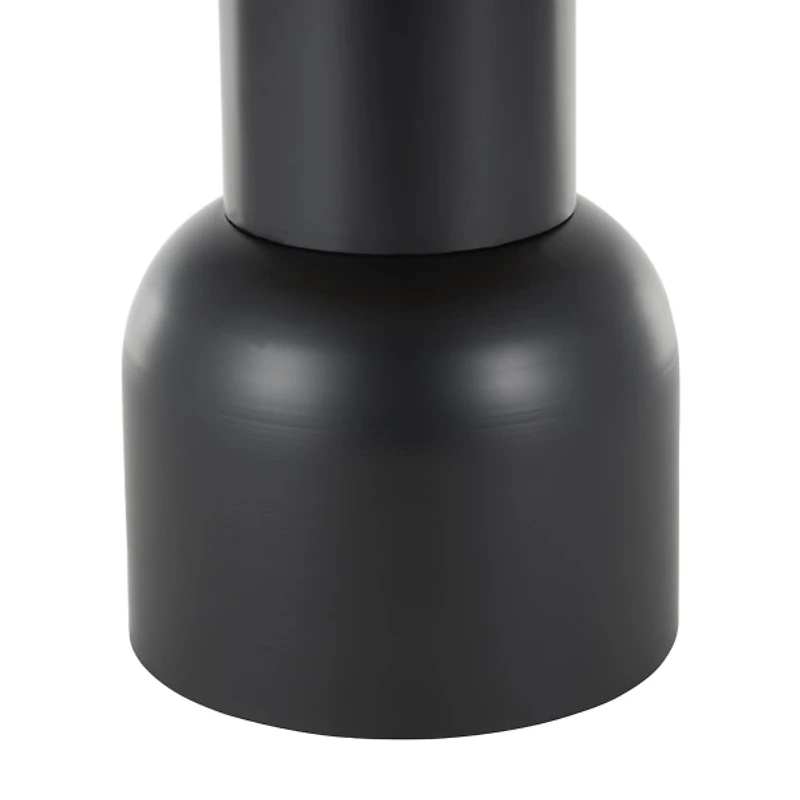 Black Metal Rattan Pedestal Accent Table, 19 in.