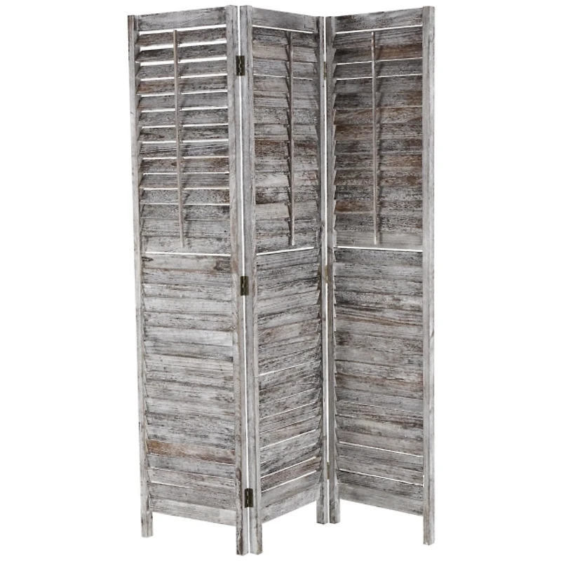 Rustic Gray Shutter Trifold Room Divider