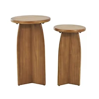 Light Brown Wood Modern Accent Tables, Set of 2