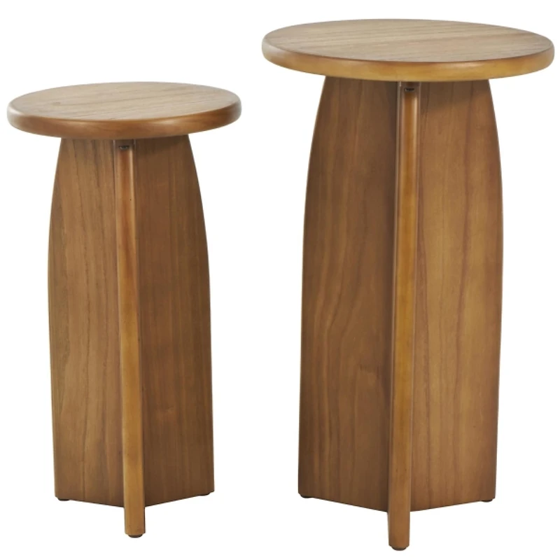 Light Brown Wood Modern Accent Tables, Set of 2