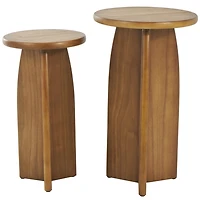 Light Brown Wood Modern Accent Tables, Set of 2