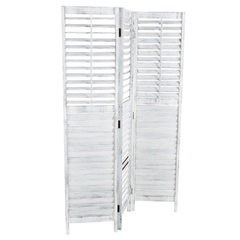 Rustic White Shutter Trifold Room Divider