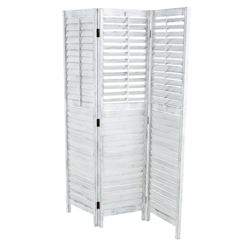Rustic White Shutter Trifold Room Divider