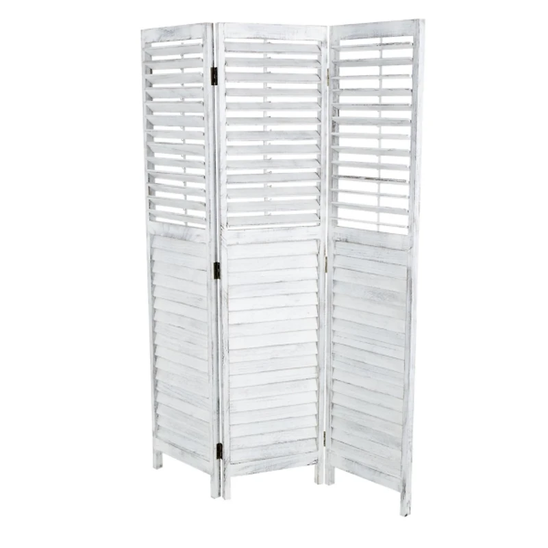 Rustic White Shutter Trifold Room Divider