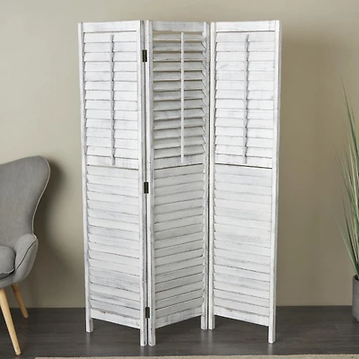 Rustic White Shutter Trifold Room Divider